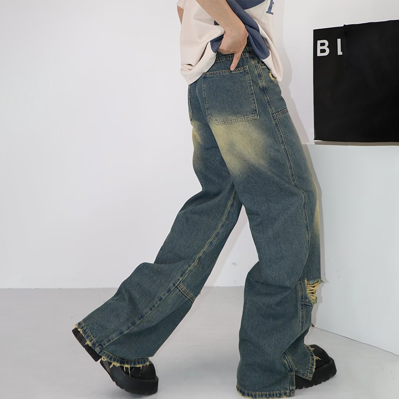 Frayed Distressed Vintage Loose Fit Jeans - Helloice Apparel