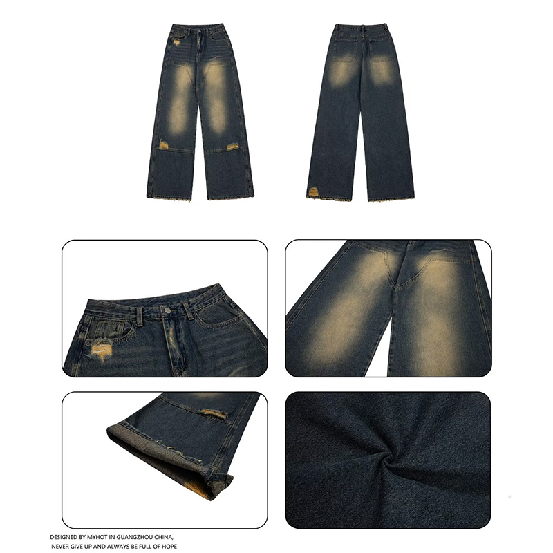 Frayed Distressed Vintage Loose Fit Jeans