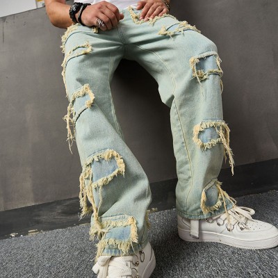 Ripped Patch Trendy Trousers