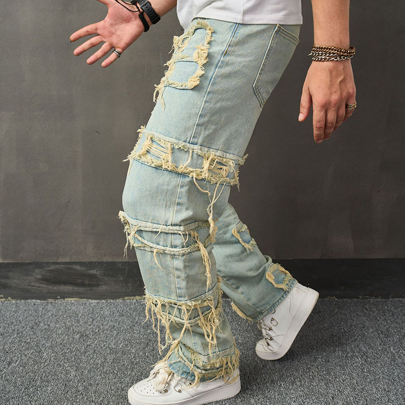 Ripped Patch Trendy Trousers