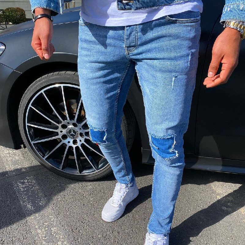 Street Ripped Skinny Stretch Denim Jeans