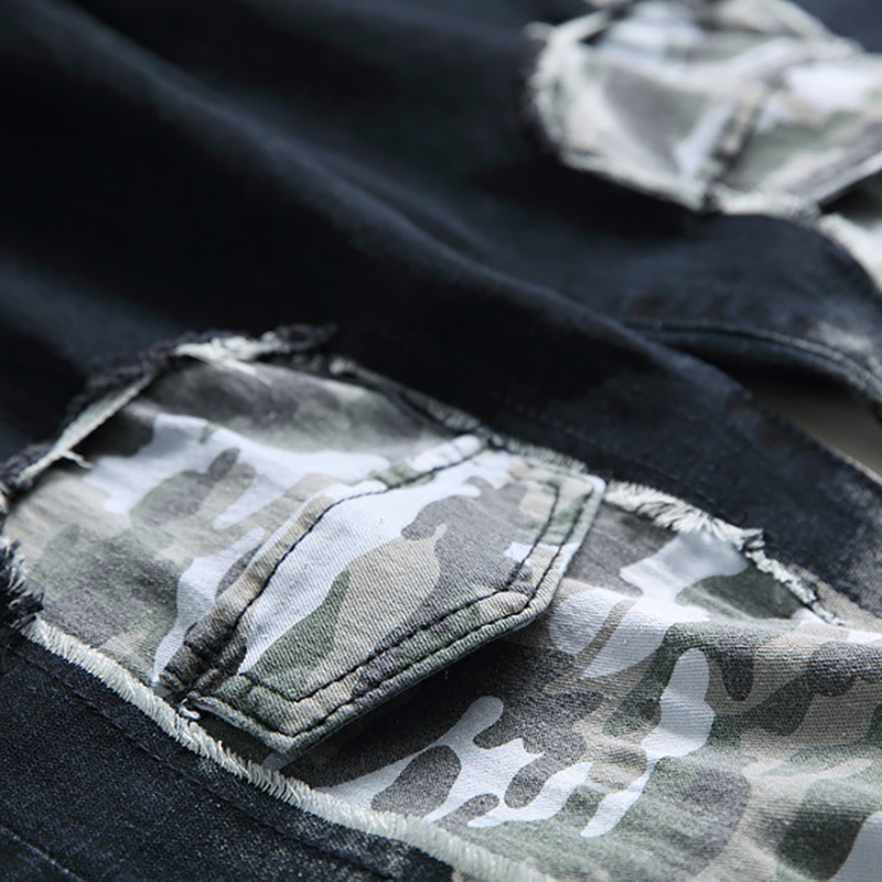 Ripped Color Block Patch Jeans Ripped Color Block Patch Jeans