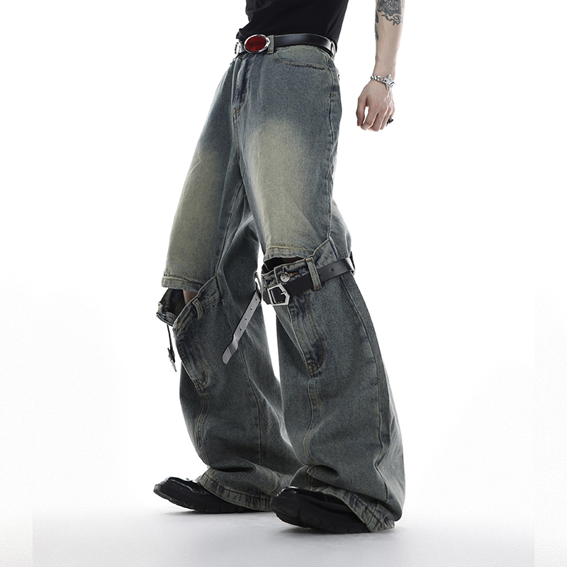 Vintage Distressed Panel Bootcut Jeans