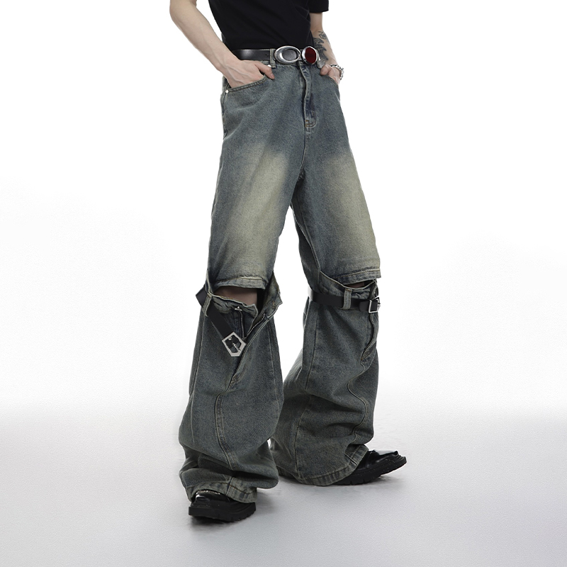 Vintage Distressed Panel Bootcut Jeans