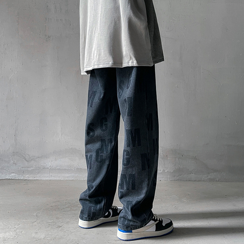 Oversized Wide-Leg Monogrammed Jeans