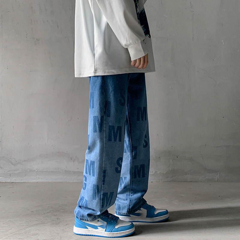 Oversized Wide-Leg Monogrammed Jeans