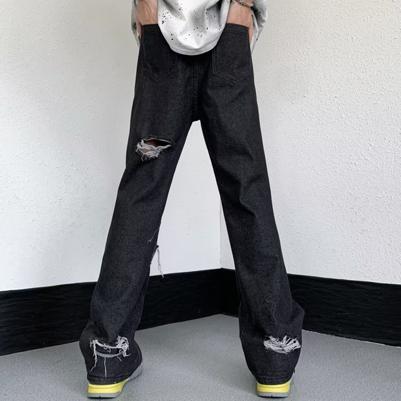 Ripped Camouflage Straight Vintage Jeans