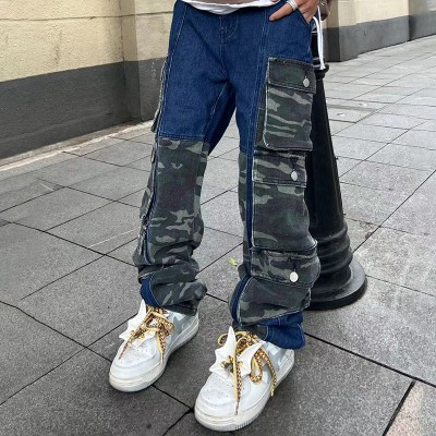 Camo Pocket Patchwork Straight Jeans