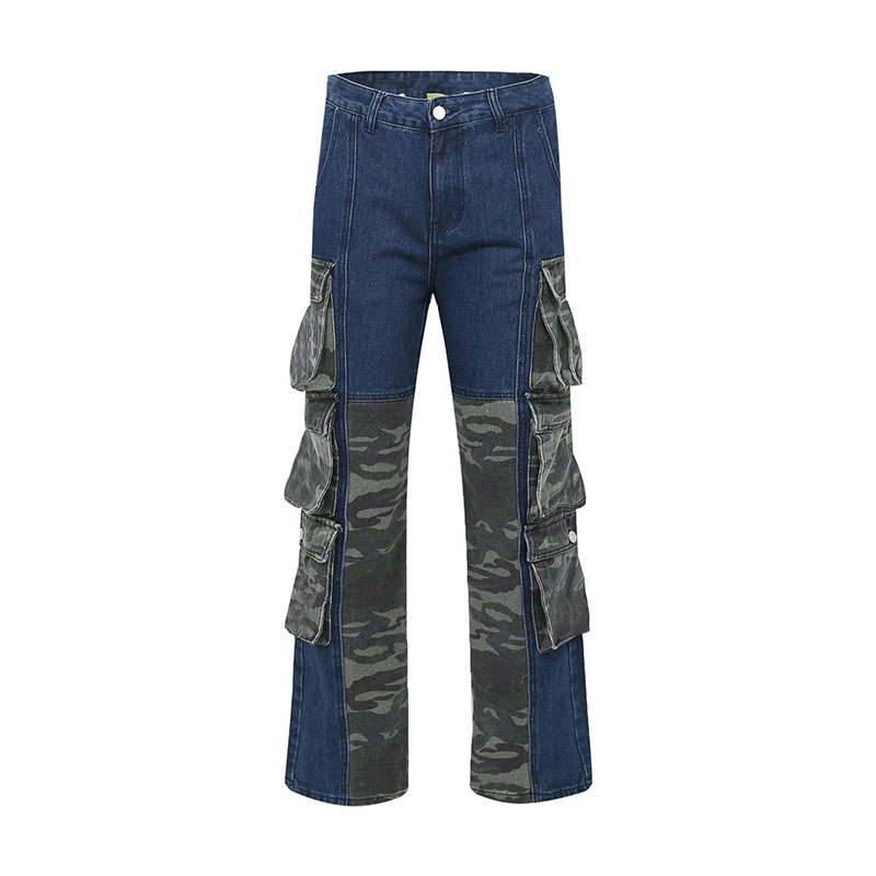 Camo Pocket Patchwork Straight Jeans