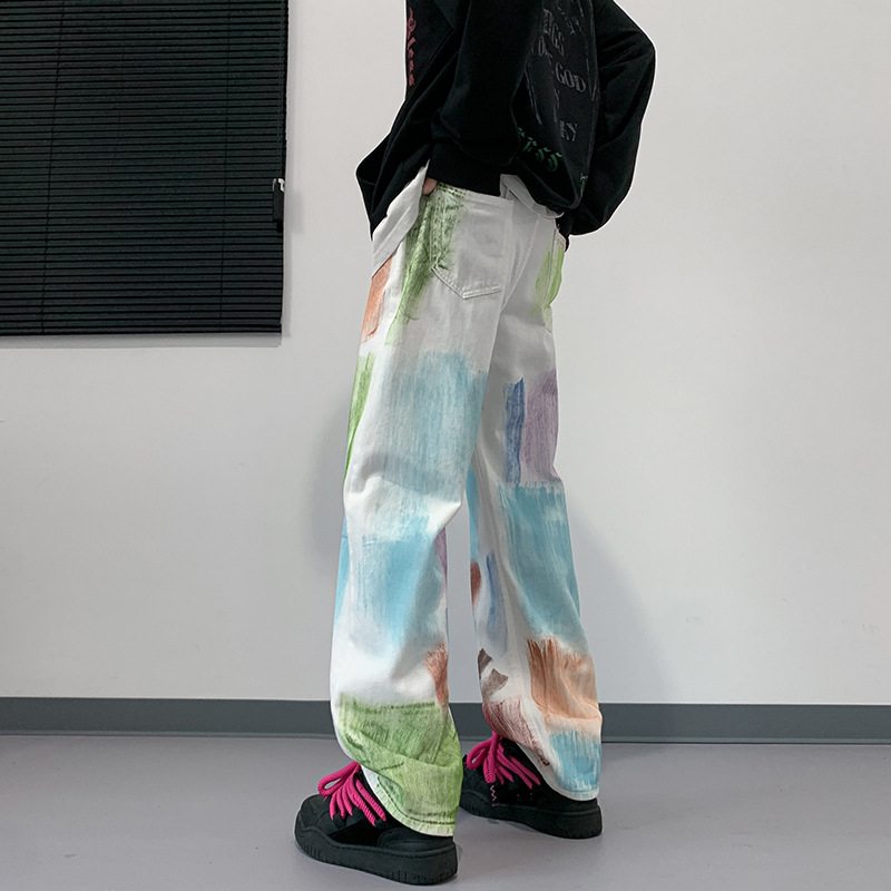 Painted Fashion Denim Mopping Pants