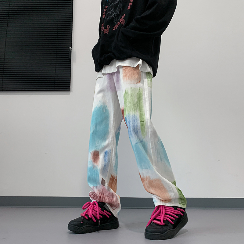 Painted Fashion Denim Mopping Pants