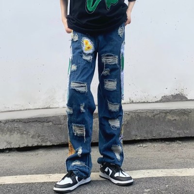 Street Embroidered Patch Jeans