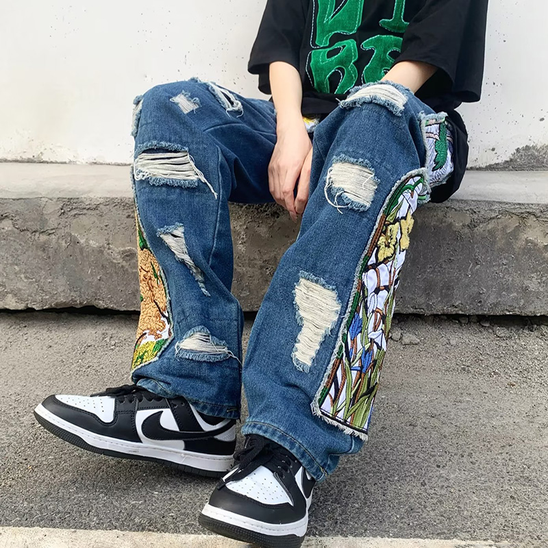 Street Embroidered Patch Jeans