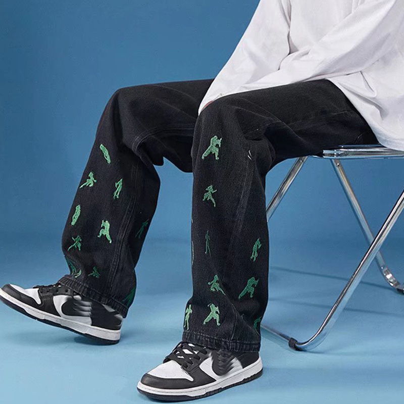 Street Kung Fu Embroidery Jeans