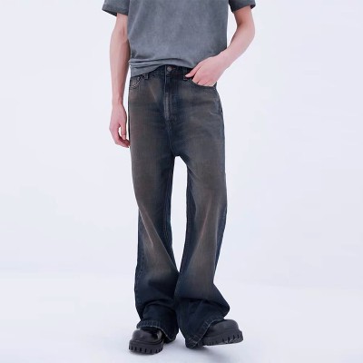 Vintage Baggy Flared Washed Mud-Dyed Jeans