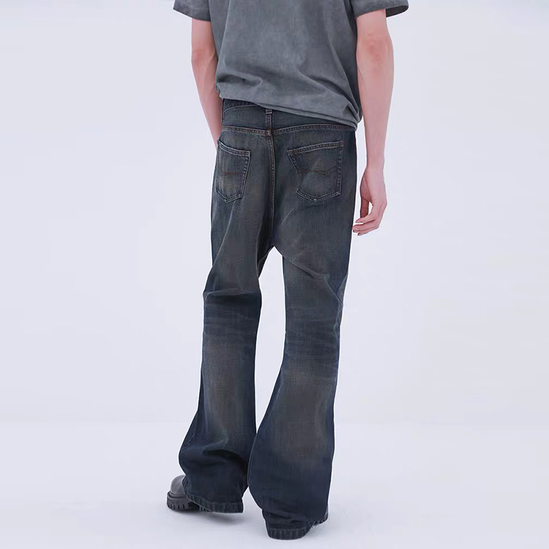 Vintage Baggy Flared Washed Mud-Dyed Jeans