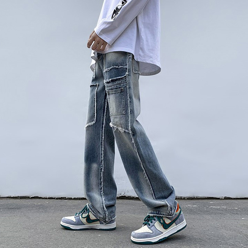 Street Vintage Raw Edge Patchwork Jeans Street Vintage Raw Edge Patchwork Jeans