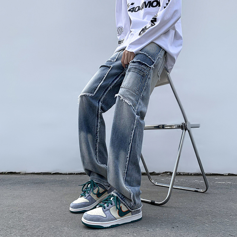 Street Vintage Raw Edge Patchwork Jeans Street Vintage Raw Edge Patchwork Jeans
