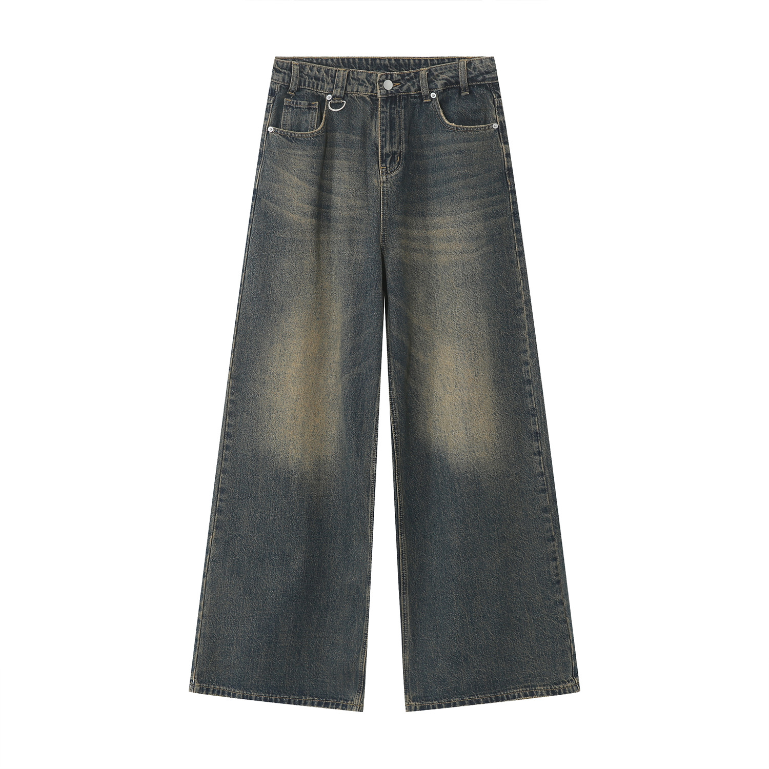 Retro Distressed Floor-Length Jeans