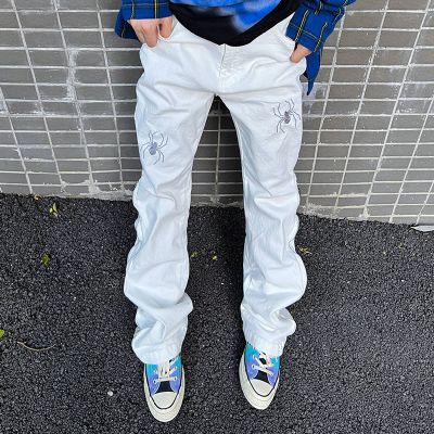 Trendy Spider Embroidered Jeans