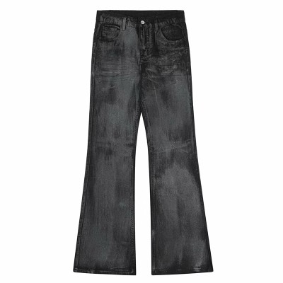 Street Washed Black Micro Flared Jeans