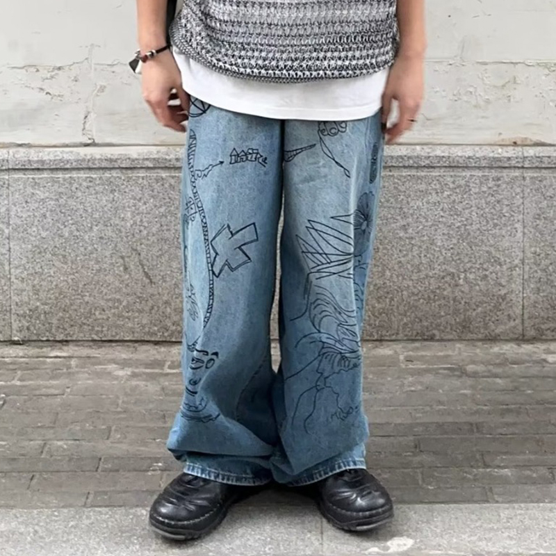 Street Retro Graffiti Jeans