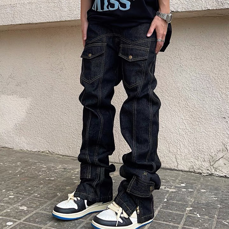 Street Retro Straight Casual Jeans