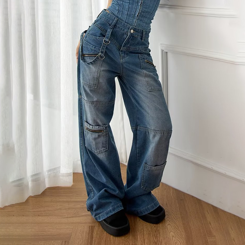 Retro Straight Patchwork Jeans