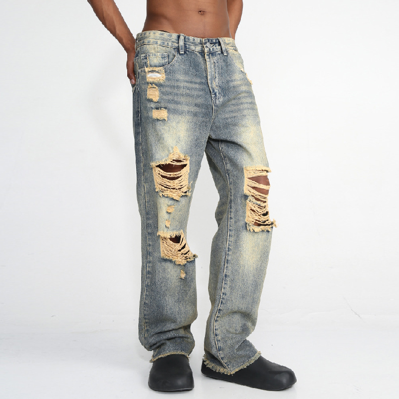 Retro Distressed Washed Ripped Jeans