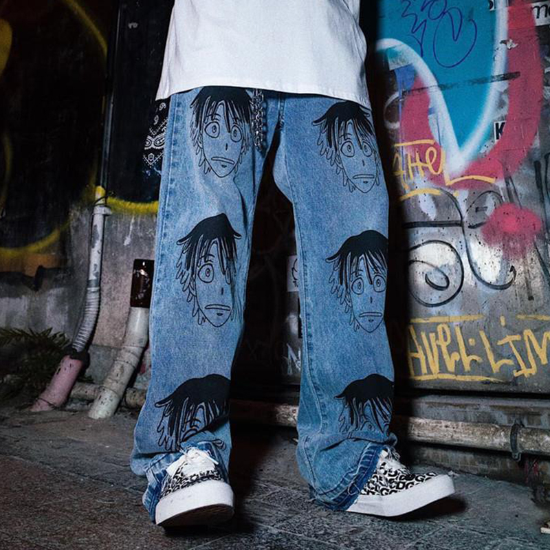 Y2k Vintage Comic Print Jeans