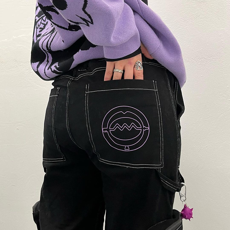 Y2K Street Retro Hip Hop Printed Jeans
