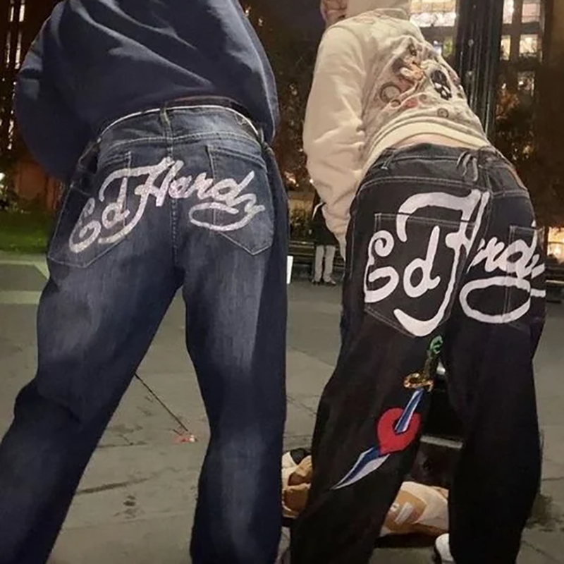 Y2k Fashion Graffiti Letter Printed Jeans