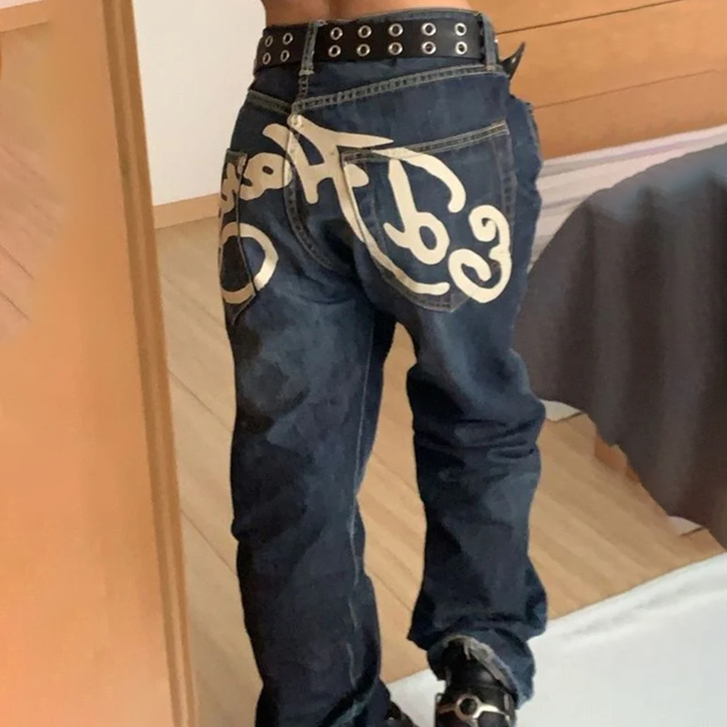 Y2k Fashion Graffiti Letter Printed Jeans
