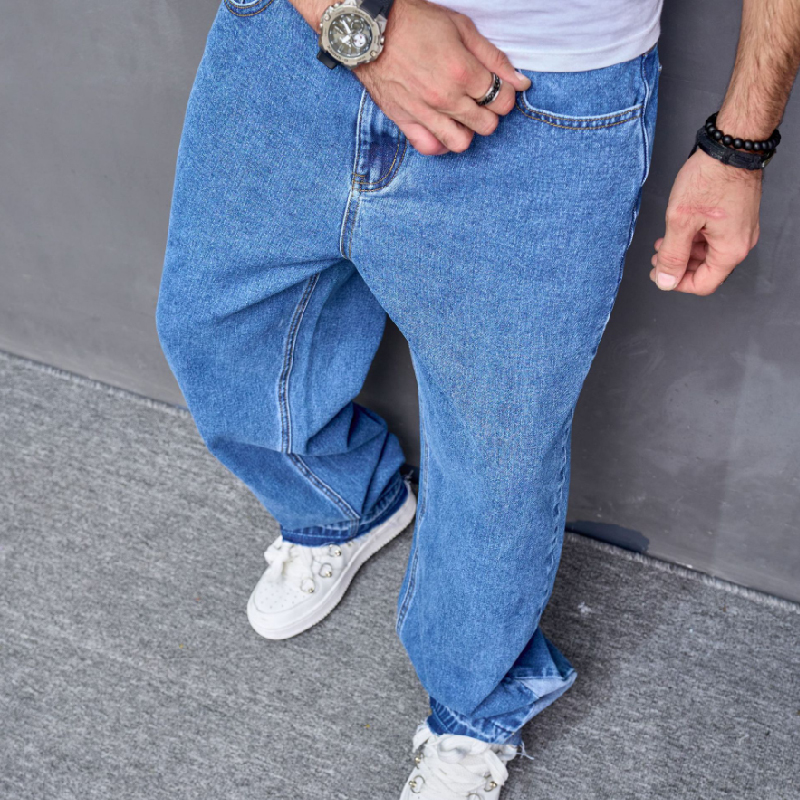 Retro High Street Solid Color Casual Jeans