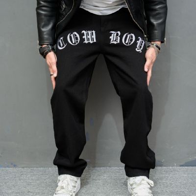 Retro Casual Large English Letter Jeans