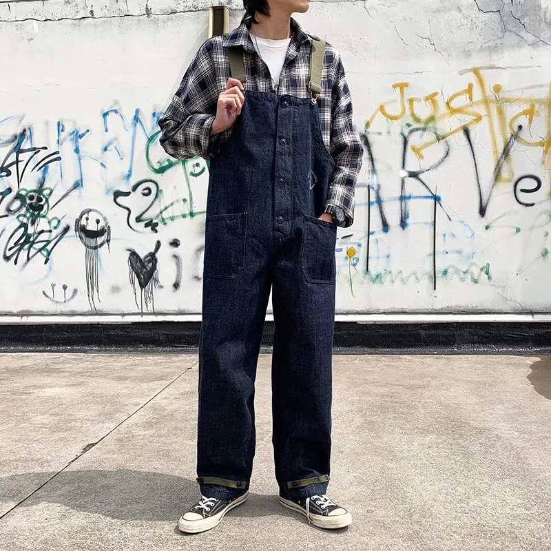 Denim Solid Color Overall
