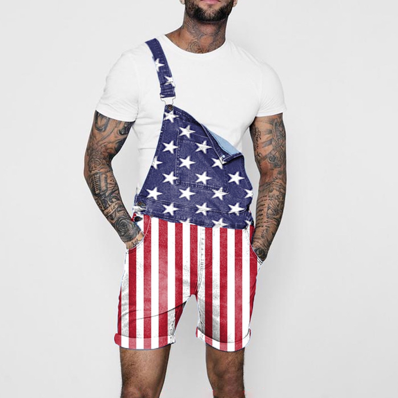 New Arrival Cargo Shorts Fashion Unisex Independence Day Denim Jumpsuits