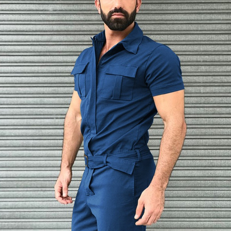 Solid Color Casual Cargo Jumpsuit