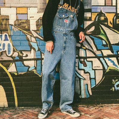 Distressed Loose-fit Overalls Jeans