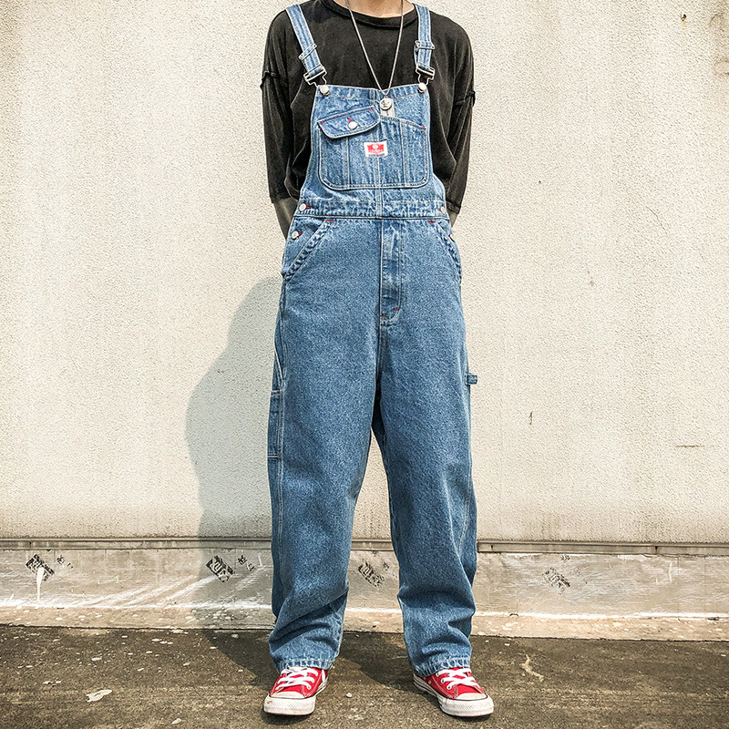 Distressed Loose-fit Overalls Jeans