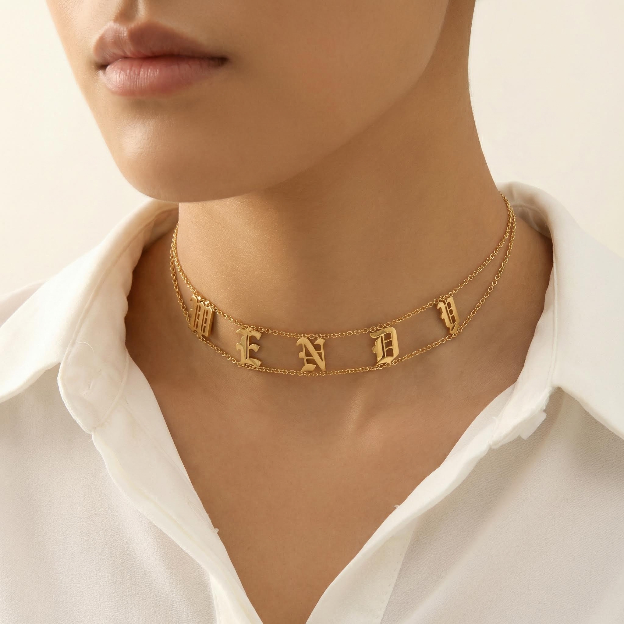 Personalized Double Layered Name Necklace Choker