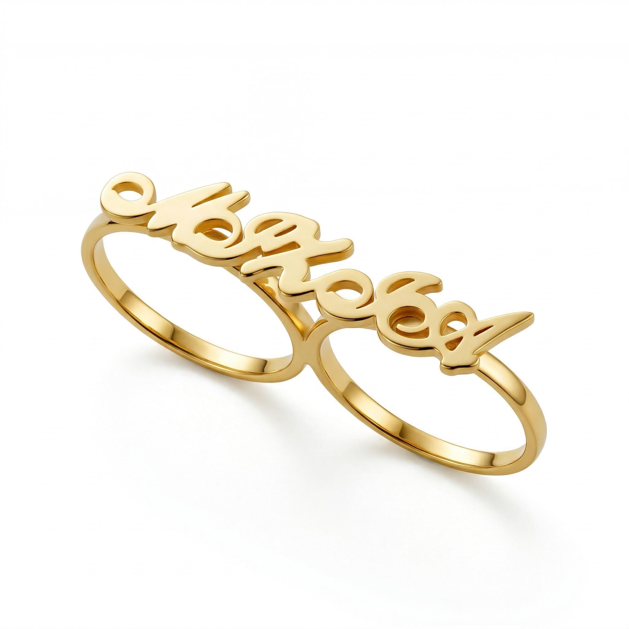 Personalized Two Finger Name Rings