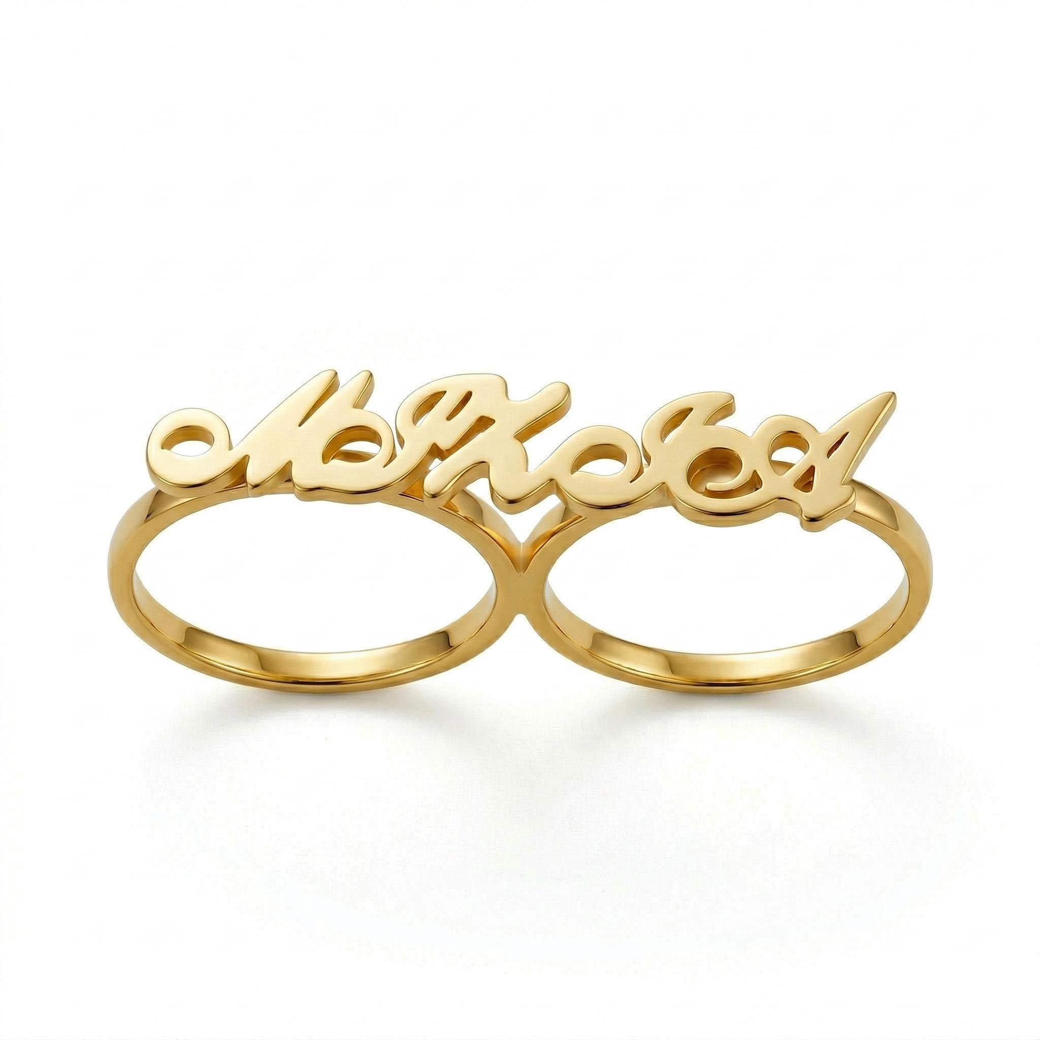 Personalized Two Finger Name Rings