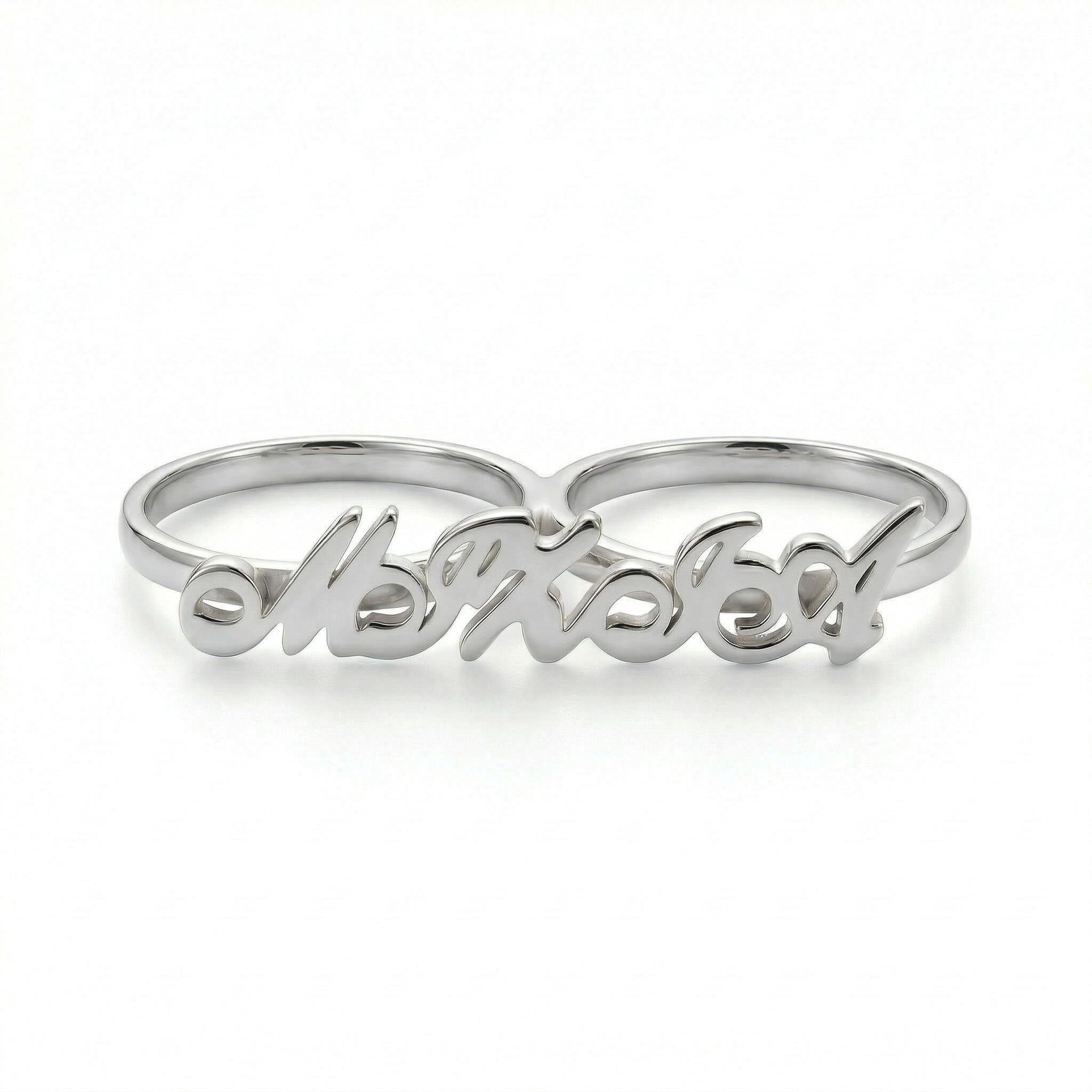 Personalized Two Finger Name Rings