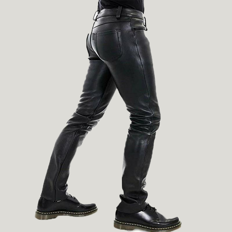 Solid Color Pu Casual Leather Pants