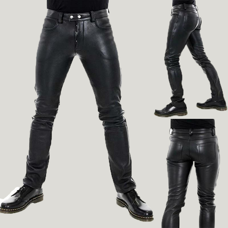 Solid Color Pu Casual Leather Pants