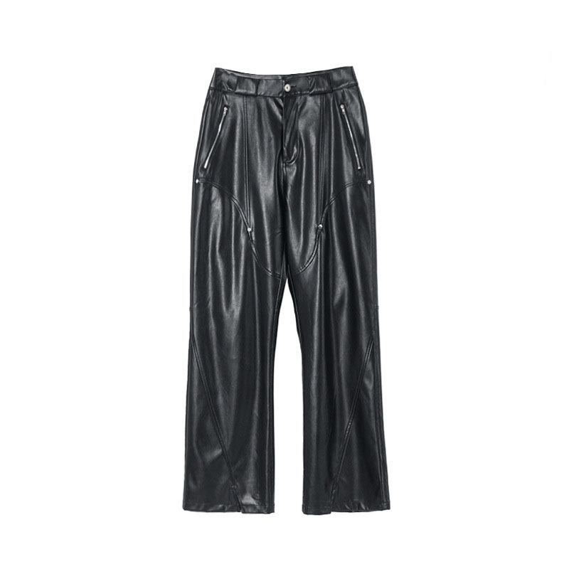 Retro Punk Street High Waist Leather Pants