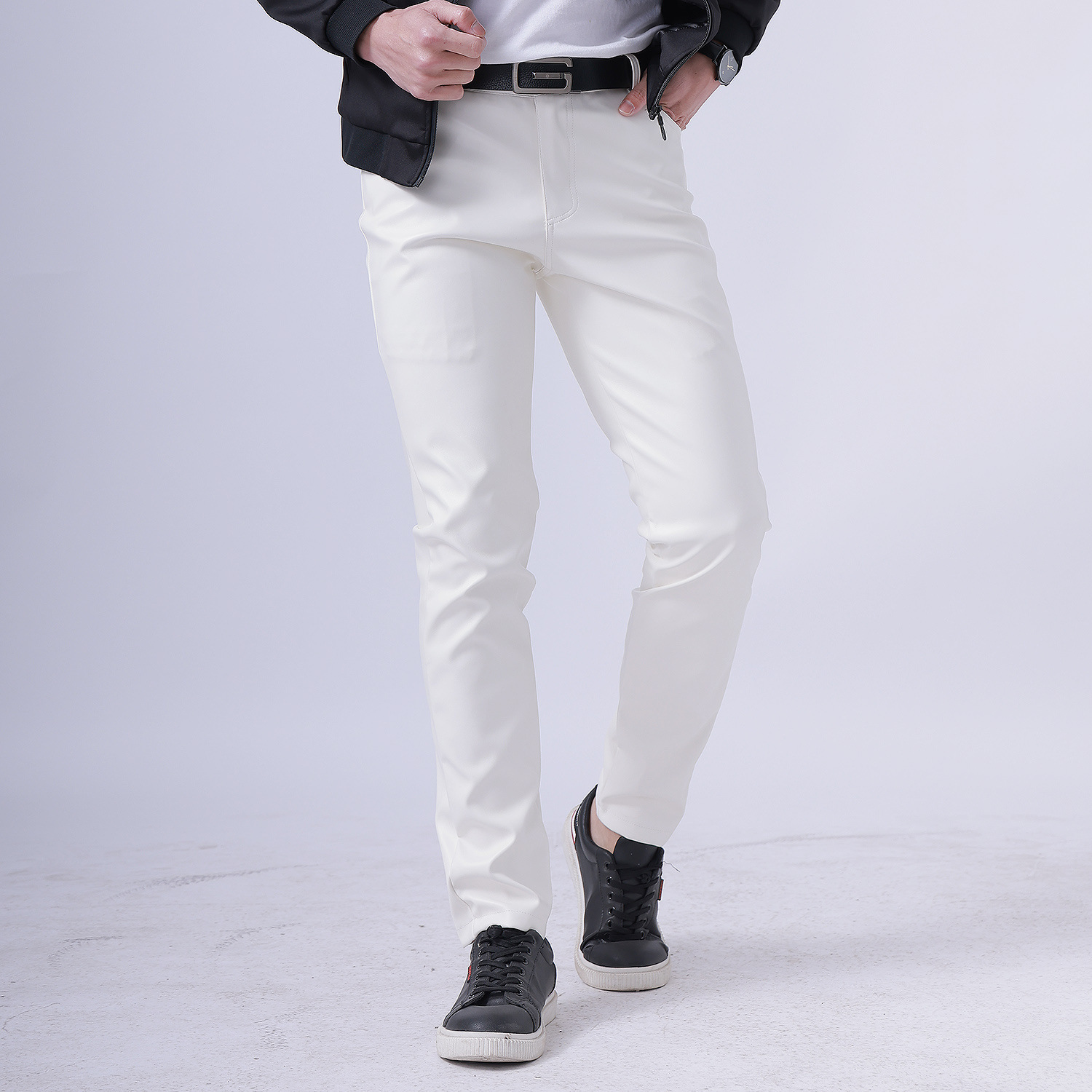 Trendy Colored Stretch Slim Leather Pants