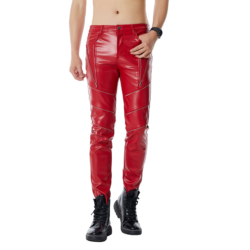Red Punk Leather Pants