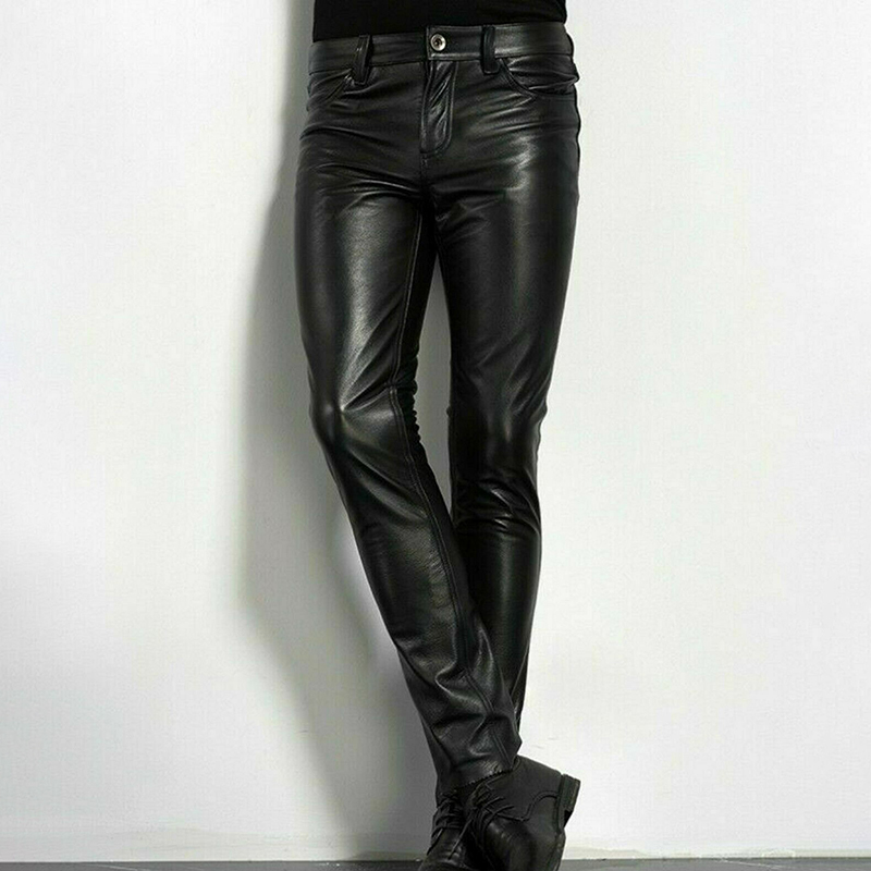 New Solid Color Skinny Leather Pants
